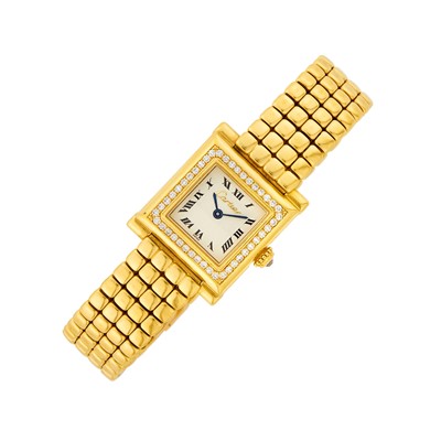 Lot 168 - Cartier Paris Gold and Diamond 'Trocadero' Wristwatch
