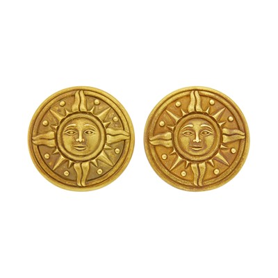 Lot 169 - Barry Kieselstein-Cord Pair of Gold Sun Button Earclips