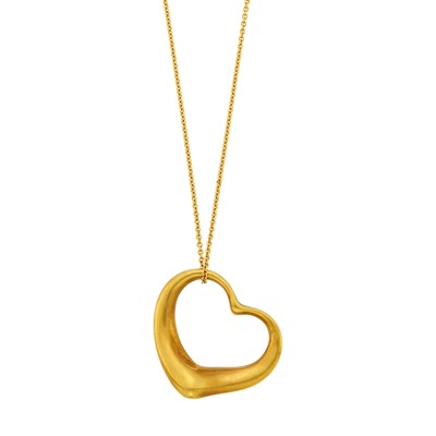 Lot 2 - Tiffany & Co., Elsa Peretti Gold 'Open Heart' Pendant-Necklace