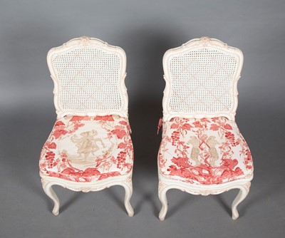 Lot 705 - Set of Six Louis XV Style White-Painted Side Chairs
