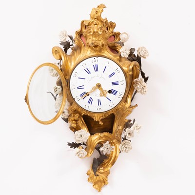 Lot 704 - Louis XV Porcelain-Mounted Ormolu Cartel Clock