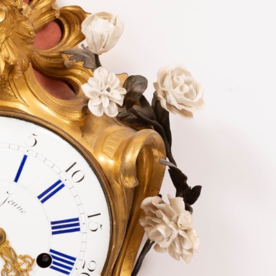 Lot 704 - Louis XV Porcelain-Mounted Ormolu Cartel Clock