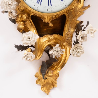 Lot 704 - Louis XV Porcelain-Mounted Ormolu Cartel Clock