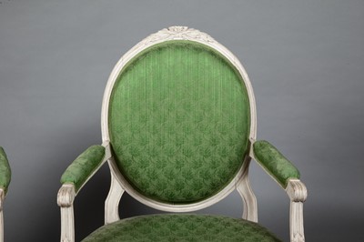 Lot 714 - Set of Six Louis XVI Gray-Painted Fauteuils