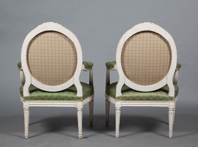 Lot 714 - Set of Six Louis XVI Gray-Painted Fauteuils