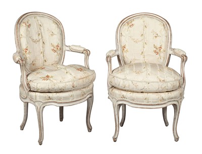 Lot 713 - Pair of Late Louis XV  Painted Fauteuils