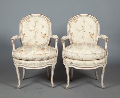 Lot 713 - Pair of Late Louis XV  Painted Fauteuils