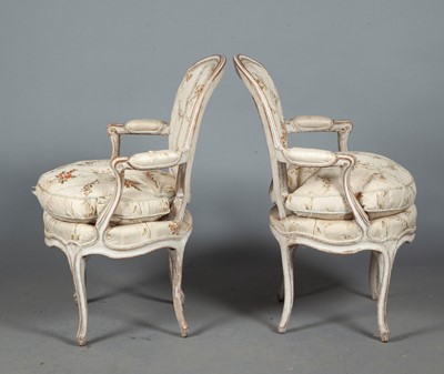 Lot 713 - Pair of Late Louis XV  Painted Fauteuils