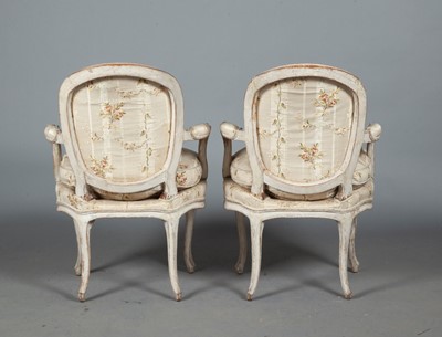 Lot 713 - Pair of Late Louis XV  Painted Fauteuils