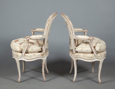 Lot 713 - Pair of Late Louis XV  Painted Fauteuils