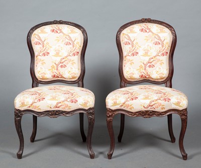 Lot 706 - Pair of Louis XV Provincial Carved Walnut Side Chairs