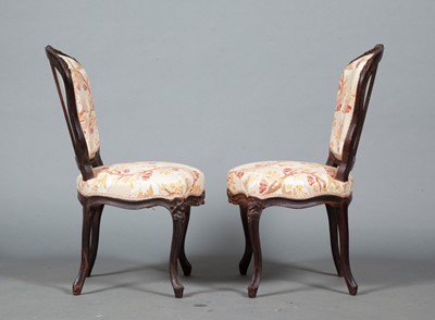 Lot 706 - Pair of Louis XV Provincial Carved Walnut Side Chairs