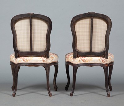 Lot 706 - Pair of Louis XV Provincial Carved Walnut Side Chairs