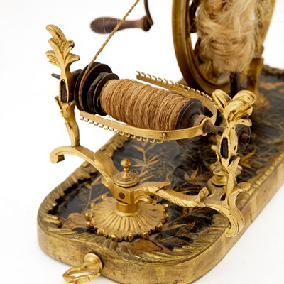 Lot 703 - Louis XV Ormolu and Black Lacquer Table Spinning Wheel (Rouet de Table)