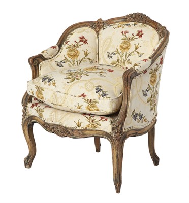 Lot 400 - Louis XV Style Upholstered Giltwood Bergère