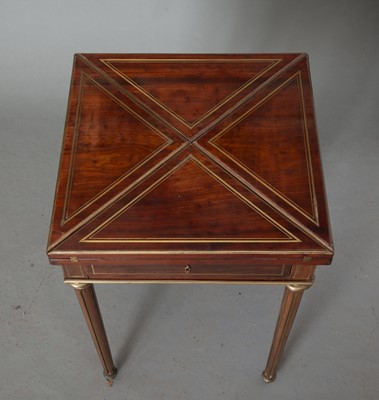 Lot 464 - Continental  Brass-Inlaid and Mounted Mahogany Handkerchief-Form Table