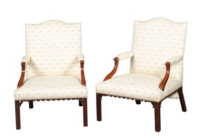 Lot 799 - Pair of George III Mahogany Library Armchairs
