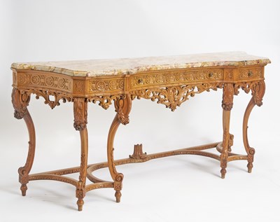 Lot 273 - Continental Marble Top Carved Oak Console Table