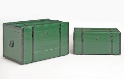 Lot 357 - Two Green Painted Wood Trunks