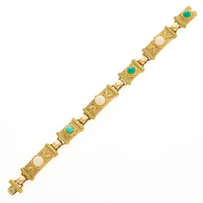 Lot 1065 - Two-Color, Angel Skin Coral and Turquoise Bracelet