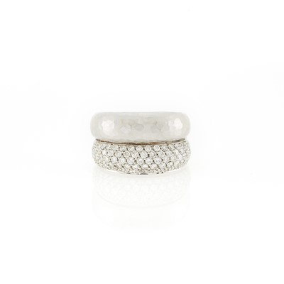 Lot 1197 - H. Stern Hammered White Gold and Diamond 'Louis' Ring