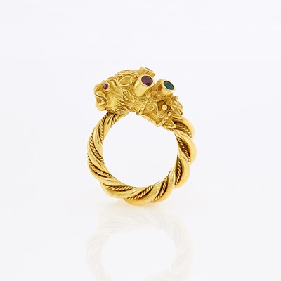 Lot 1001 - Ilias Lalaounis Gold and Gem-Set Chimera Ring