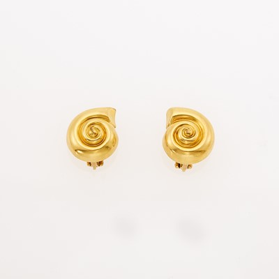 Lot 1021 - Ilias Lalaounis Pair of Gold Shell Earclips