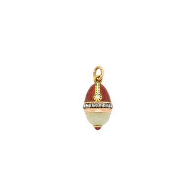 Lot 87 - Fabergé Gold and Enamel Pendant Egg