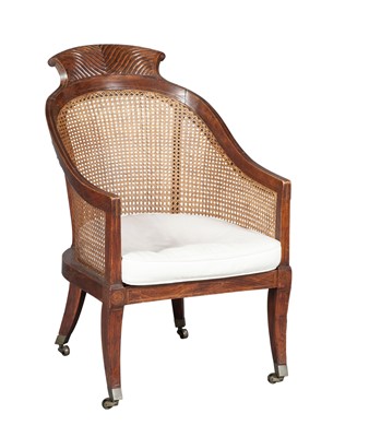 Lot 813 - Regency Rosewood-Grained and Marquetry Caned Bergère