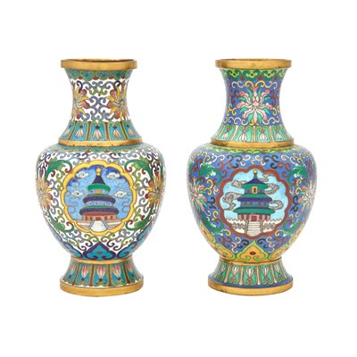 Lot 208 - Two Chinese Cloisonné Enamel Vases