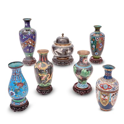 Lot 184 - A Group of Seven Chinese and Japanese Cloisonne Enamel Articles