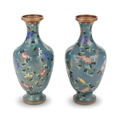 Lot 235 - Pair of Chinese Cloisonne Enamel Vases