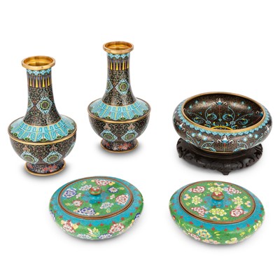 Lot 230 - A Group of Chinese Cloisonne Enamel Vessels