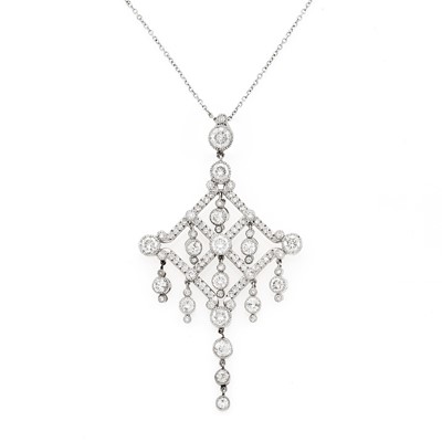 Lot 1158 - Platinum and Diamond Pendant with Chain Necklace