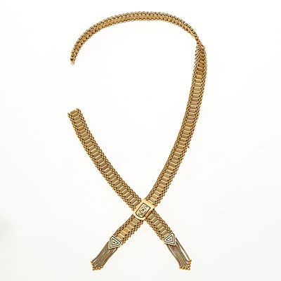 Lot 1136 - Gold and Black Enamel Necklace