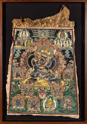 Lot 185 - A Tibetan Thangka of Yamantaka Yab Yun