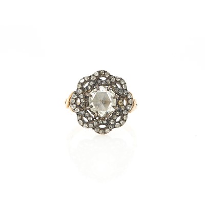 Lot 1133 - Antique Silver, Gold and Rose Diamond Ring