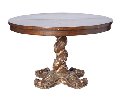 Lot 443 - Continental Baroque Style Parcel-Gilt Walnut Table