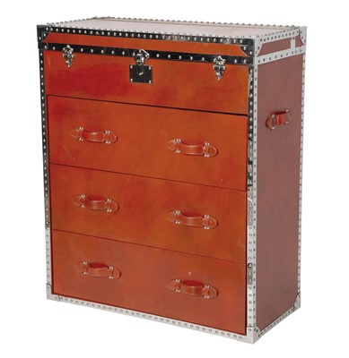 Lot 391 - Leather and Chrome Chest of Drawers
