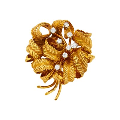 Lot 56 - Gold and Diamond Flower Brooch
