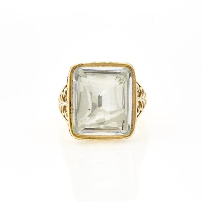 Lot 1140 - Oversized Gold, Silver and Foil-Backed Rock Crystal Ring