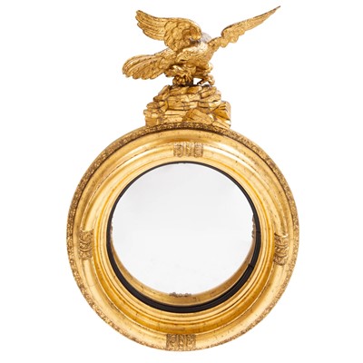 Lot 147 - Regency Giltwood Convex Mirror