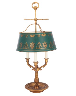 Lot 323 - Empire Style Gilt-Metal and Painted Tôle Bouillotte Lamp