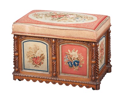 Lot 855 - Victorian Needlework-Upholstered Walnut Bench/Coffer