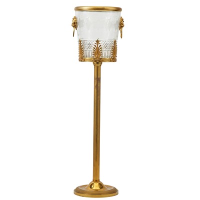 Lot 369 - Empire Style Gilt-Metal and Glass Champagne/Wine Cooler and Stand
