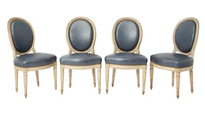 Lot 270 - Assembled Set of Eight  Louis XVI Gray-Painted  Dining Chairs