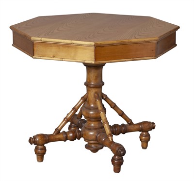 Lot 194 - Victorian Oak and Pine Faux Bamboo Table
