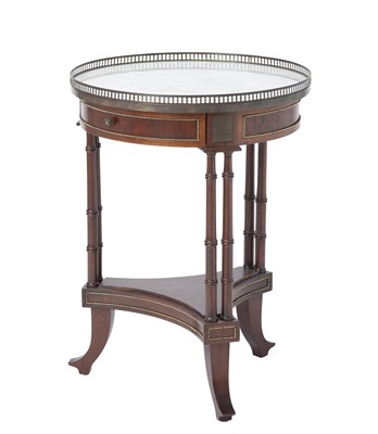 Lot 348 - Louis XVI Style Gilt-Metal Mounted Marble Top Mahogany Side Table