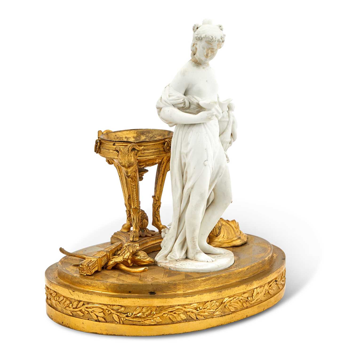 Lot 265 - Continental Gilt-Bronze and Bisque Porcelain Figure