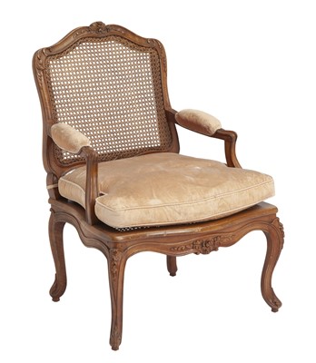 Lot 295 - Louis XV Style Caned Walnut Fauteuil